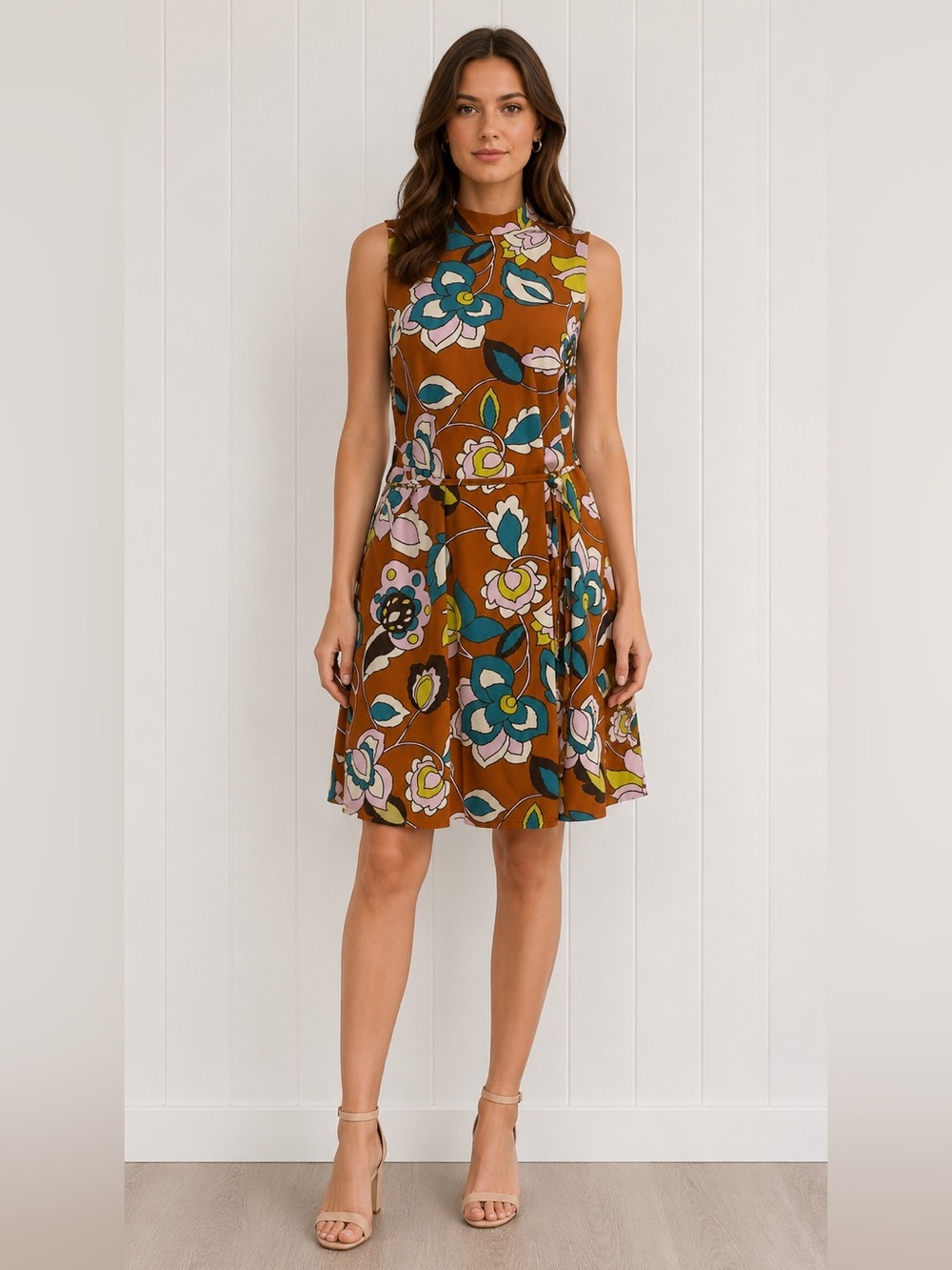 ModCloth Floral Sleeveless Dress | Retro 70s Mod Vintage Inspired Style Large